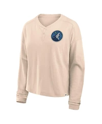 Fanatics Women's Natural Minnesota Timberwolves Boxed Out Drop Fashion Long Sleeve T-Shirt