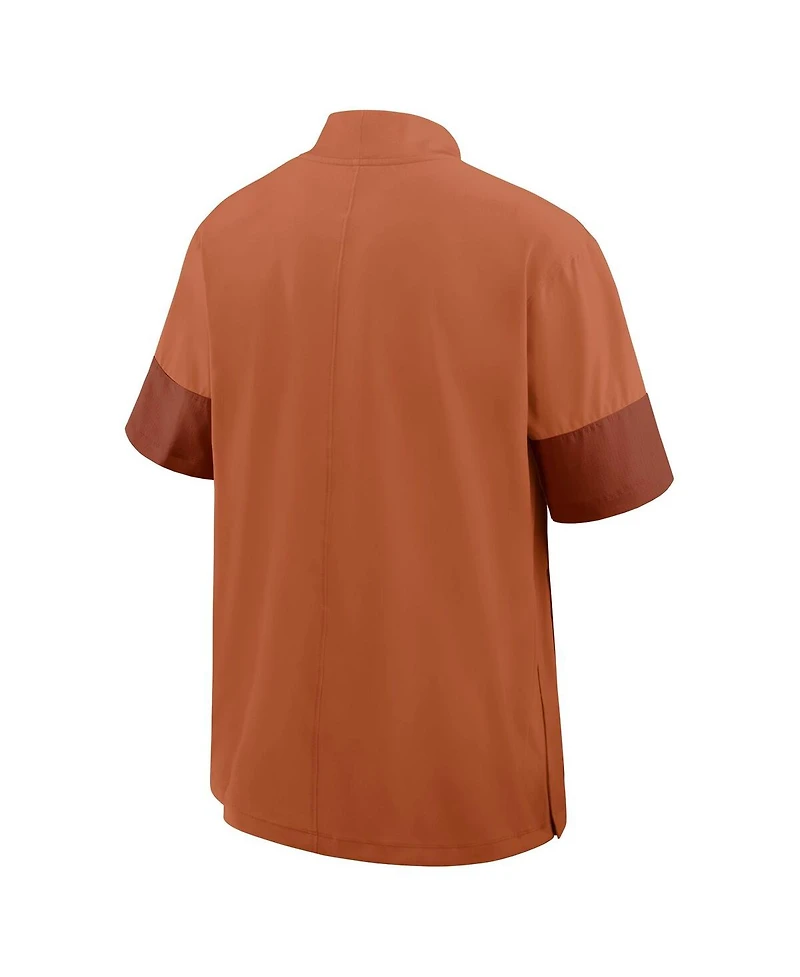 Nike Men's Burnt Orange Texas Longhorns 2025 Sideline Short Sleeve Quarter-Zip Coach Jacket