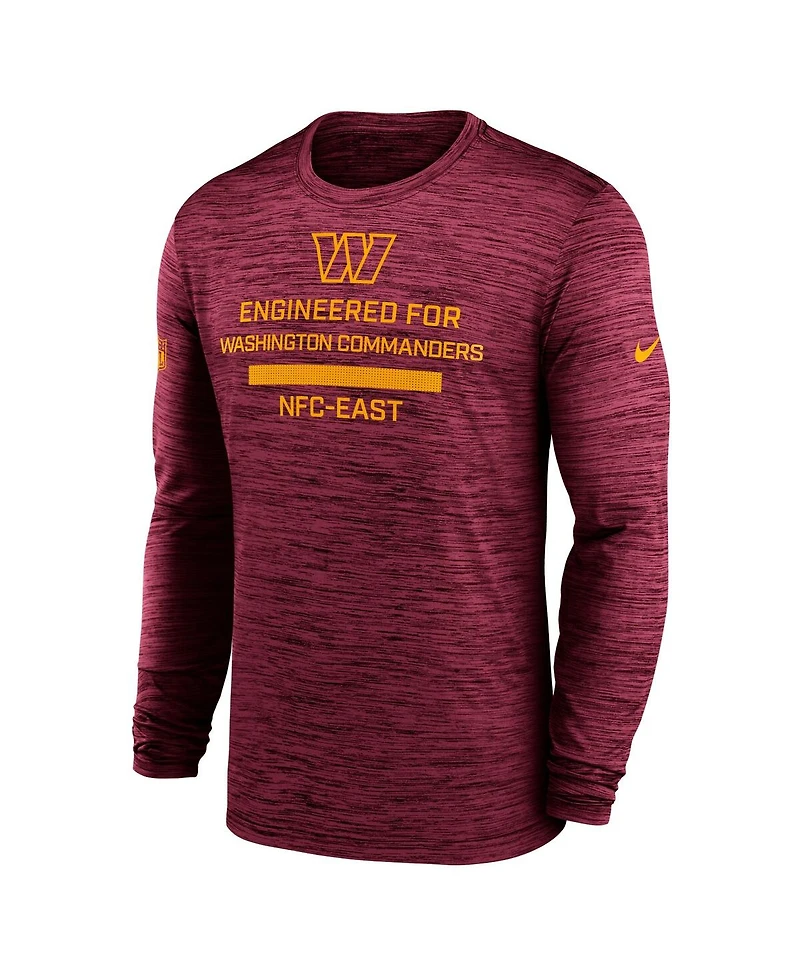 Nike Men's Burgundy Washington Commanders Sideline Velocity Performance Long Sleeve T-Shirt