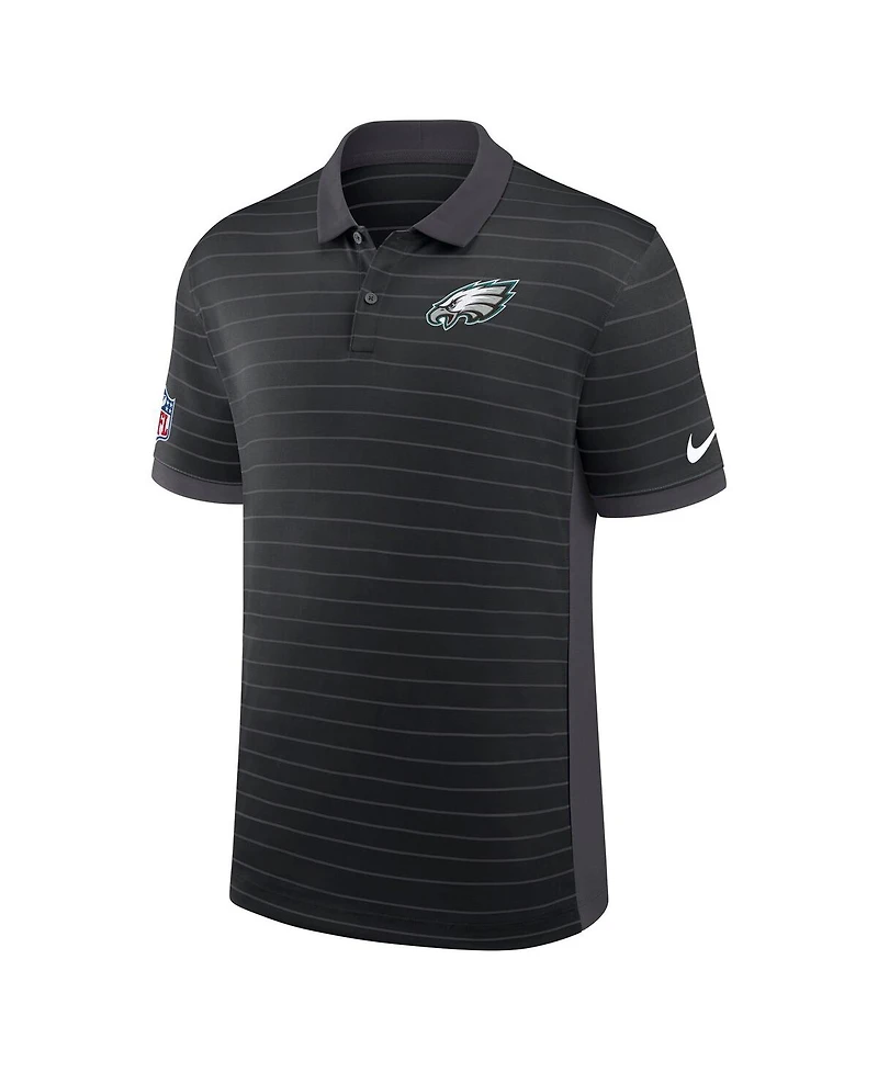 Nike Men's Black Philadelphia Eagles Sideline Victory Stripe Performance Polo Shirt