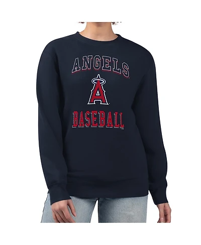 G-iii 4Her by Carl Banks Women's Navy Los Angeles Angels Team Logo Graphic Tri-Blend Fleece Pullover Sweatshirt