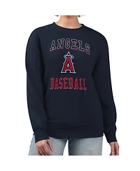 G-iii 4Her by Carl Banks Women's Navy Los Angeles Angels Team Logo Graphic Tri-Blend Fleece Pullover Sweatshirt