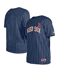 New Era Men's Navy Boston Red Sox Throwback Pinstripe T-Shirt