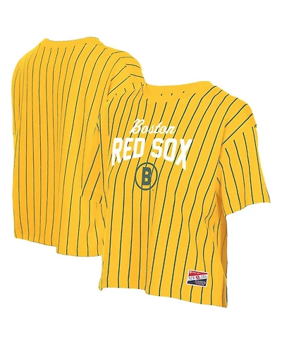 New Era Women's Yellow Boston Red Sox 2025 City Connect Pinstripe T-Shirt
