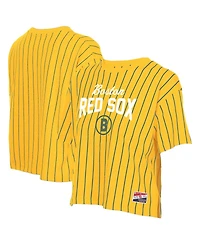 New Era Women's Yellow Boston Red Sox 2025 City Connect Pinstripe T-Shirt