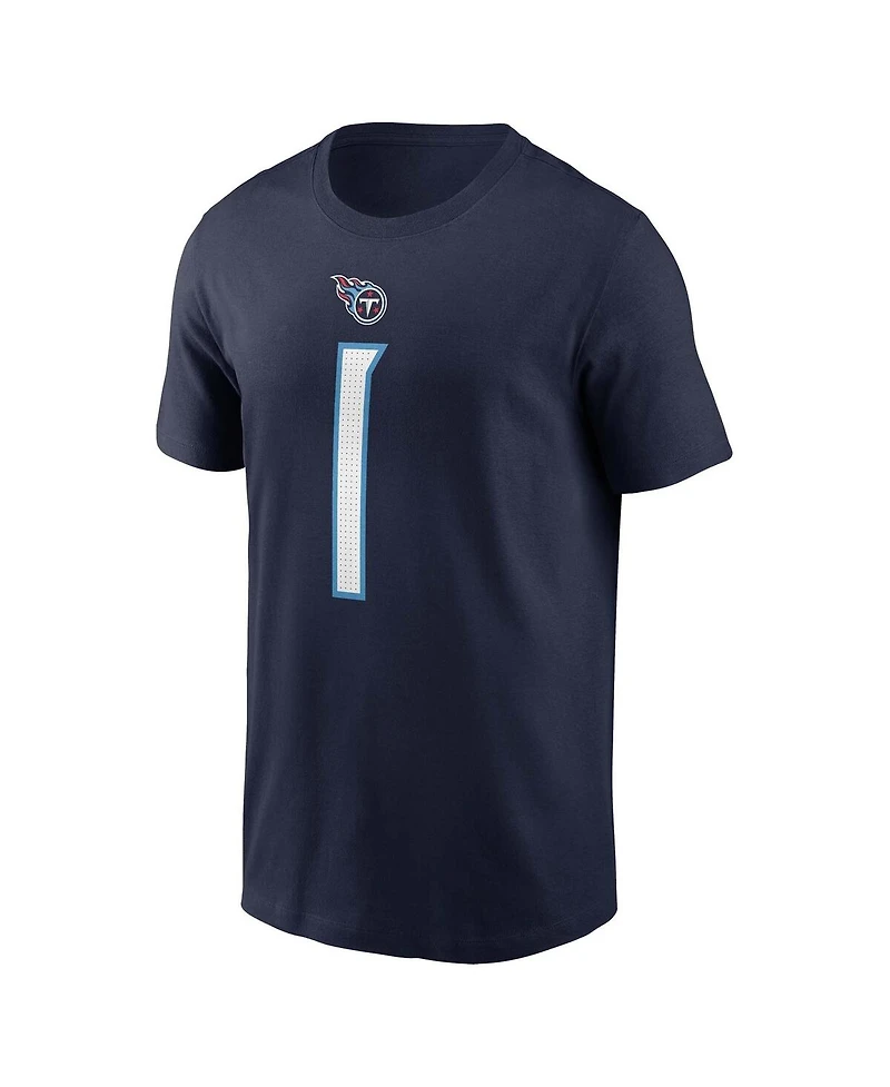 Nike Men's Cameron Ward Navy Tennessee Titans 2025 Nfl Draft First Round Pick Name Number T-Shirt