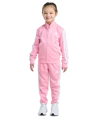 adidas Toddler & Little Girls Tricot Long-Sleeve Essential 3-Stripe Track Jacket Pants, 2 Piece Set