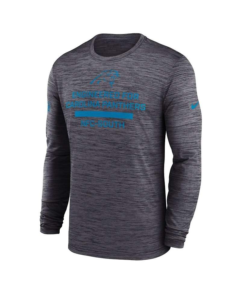 Nike Men's Black Carolina Panthers Sideline Velocity Performance Long Sleeve T-Shirt