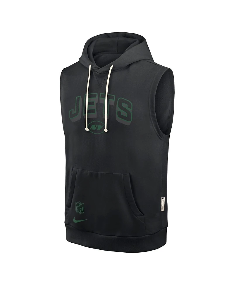 Nike Men's Black New York Jets Sideline Performance Sleeveless Pullover Hoodie