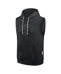 Nike Men's Black New York Jets Sideline Performance Sleeveless Pullover Hoodie