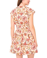 CeCe Women's Cotton Short-Sleeve V-Neck Dress