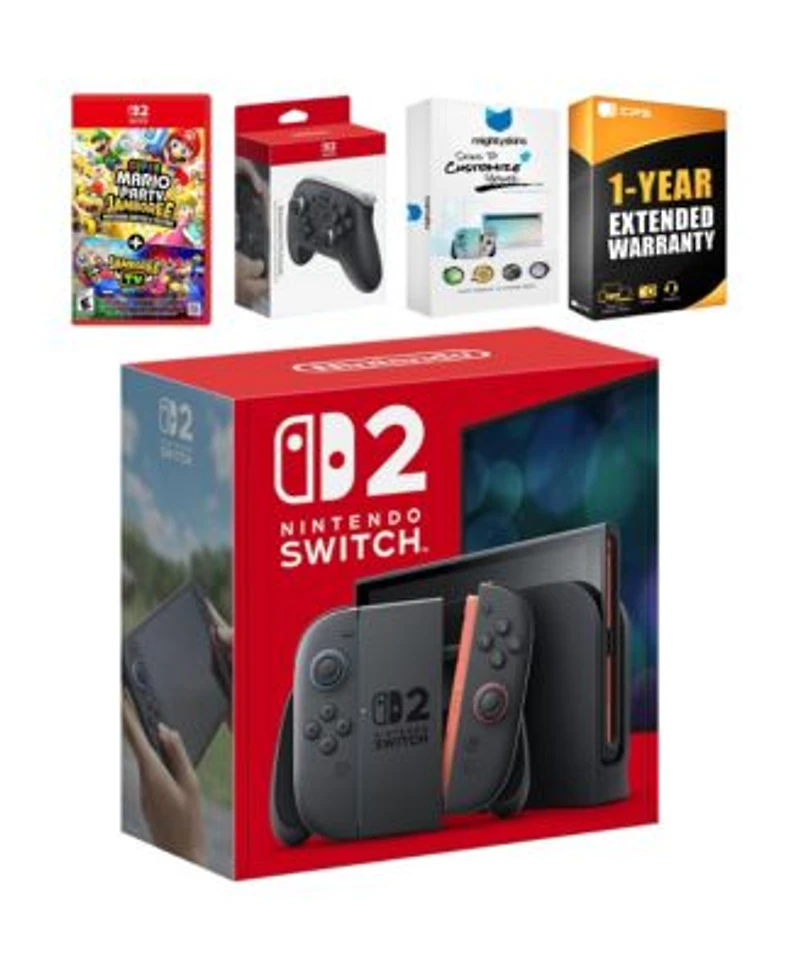 Nintendo Switch 2 Console With Super Mario Party Jamboree Pro Controller Mightyskins Code Cps Year Extended Warranty