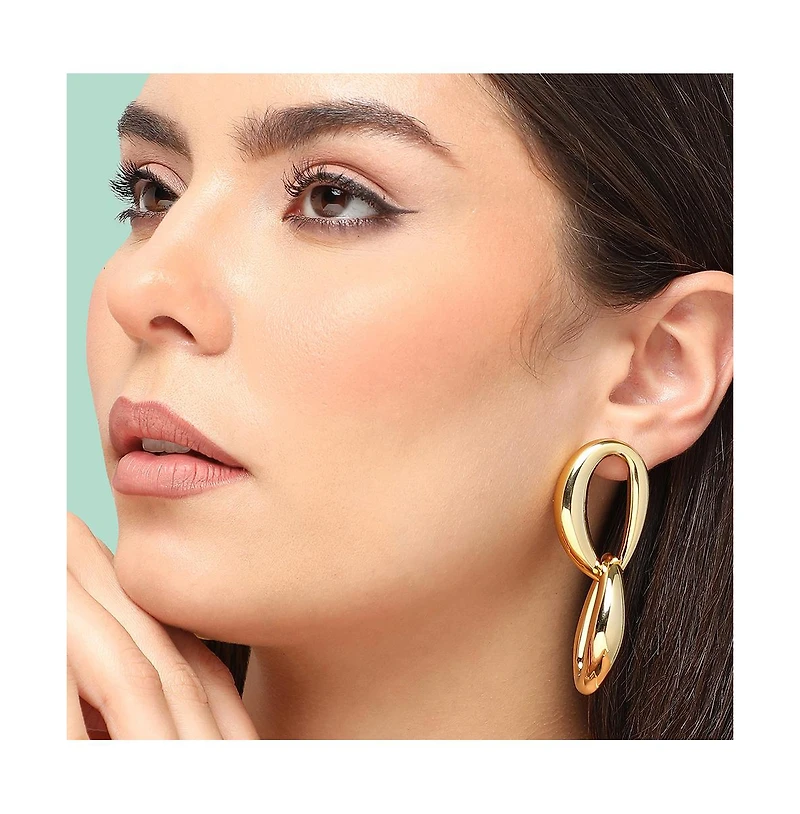 Sohi Women's White Link Drop Earrings