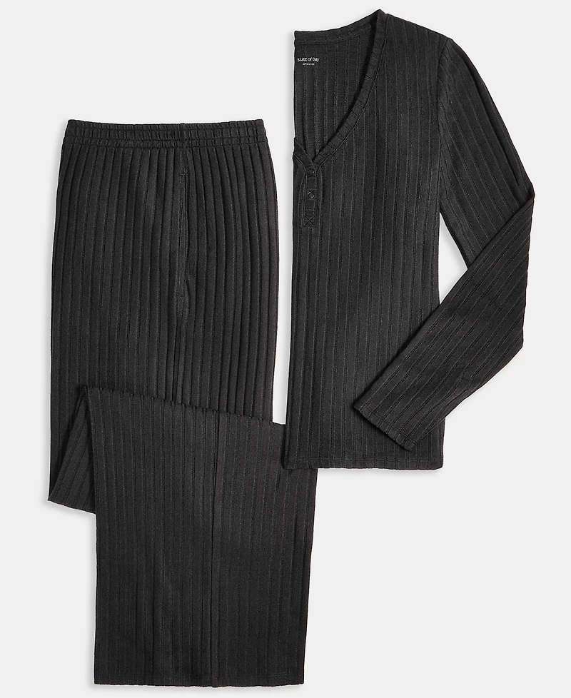 State of Day Women's Soft Rib-Knit Pajama Set, Xs-3X, Macy's Exclusive