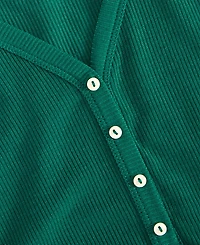 State of Day Women's Long-Sleeve Ribbed Henley Sleep Top Xs-3X, Created for Macy's