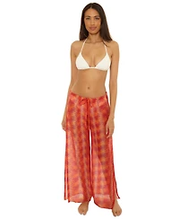 Becca Women's Cancun Metallic Crochet Cover-Up Pants