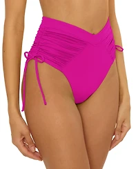 Becca Women's Color Code Shirred High-Waist Bikini Bottoms
