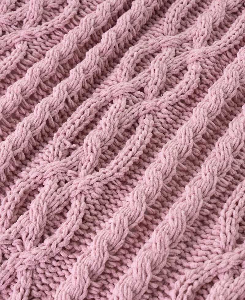 Battilo Lifestyle Cable Knit Chenille Throw, 51" x 67"