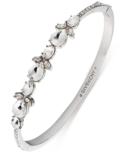 Givenchy Silver Tone Crystal Stone Bangle Bracelet