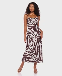 Alex & Sophia Juniors' Printed Satin Sleeveless Dress