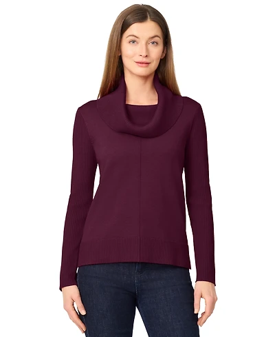 Melissa Paige Women's Ribbed Stitch Cowl-Neck Sweater