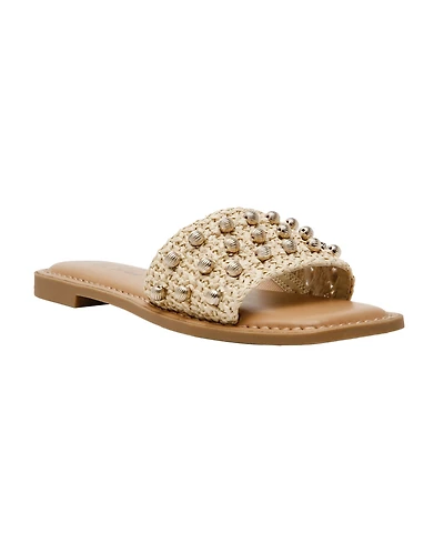 Wild Pair Women's Grettaa Embellished Flat Slide Sandals, Exclusively at Macy's