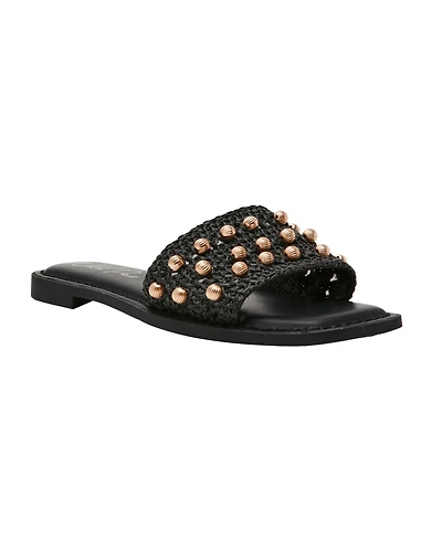 Wild Pair Women's Grettaa Embellished Flat Slide Sandals, Exclusively at Macy's