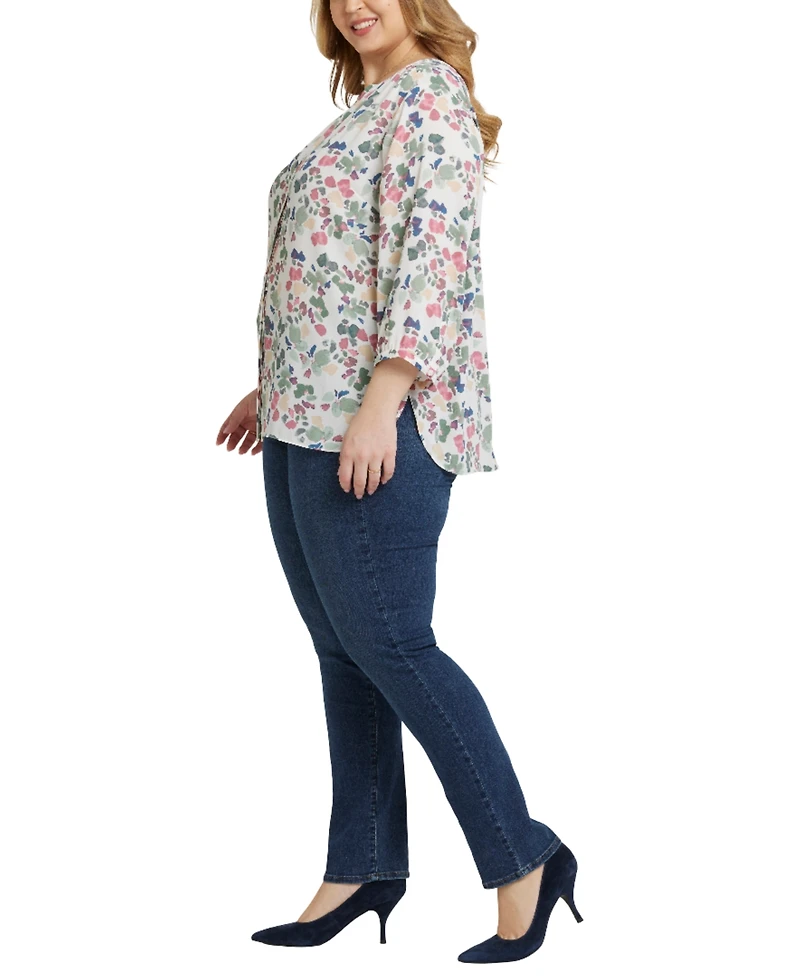 Nydj Plus Pintuck Blouse Sleeve Top