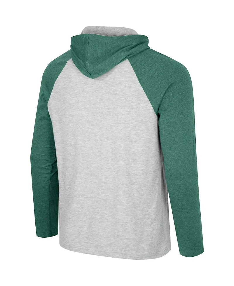 Colosseum Men's Heather Gray Michigan State Spartans Hasta La Vista Raglan Hoodie Long Sleeve T-Shirt