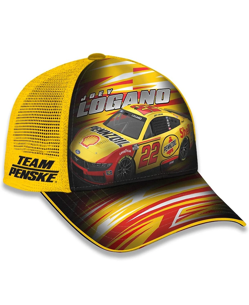 Checkered Flag Sports Men's and Women's Yellow Joey Logano Shell-Pennzoil Adjustable Trucker Hat
