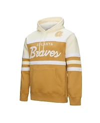 Mitchell & Ness Men's Tan/Cream Atlanta Braves Head Coach Pullover Hoodie