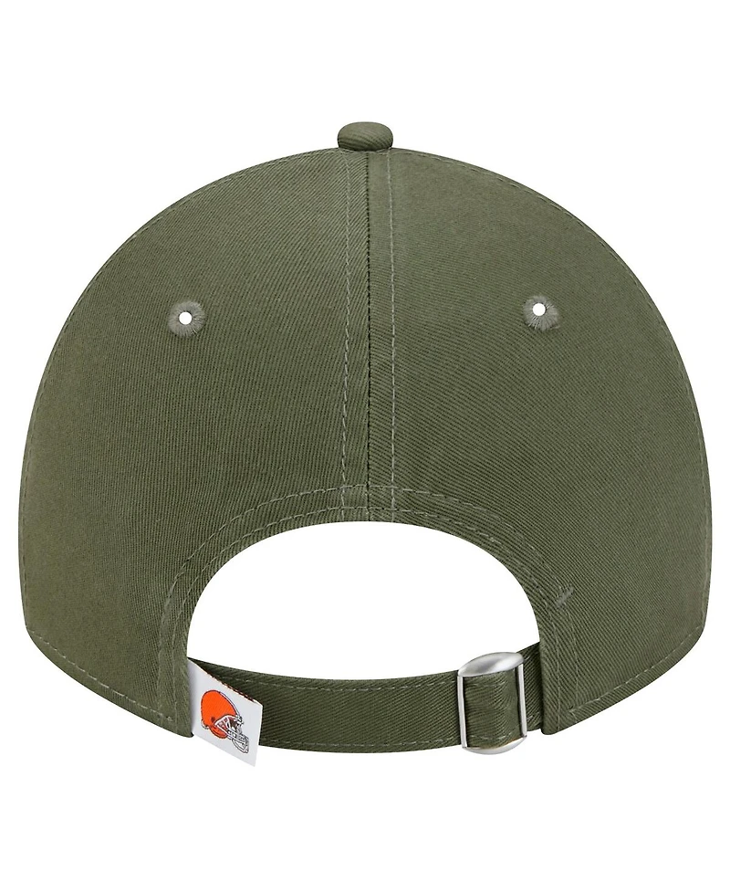 New Era Men's Olive Cleveland Browns Main 9TWENTY Adjustable Hat