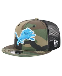 New Era Big Boys and Girls Camo Detroit Lions Throwback Main Trucker 9FIFTY Snapback Hat