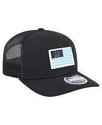 New Era Men's Black Miami Marlins Flag 9SEVENTY Coolera Stretch-Snap Hat