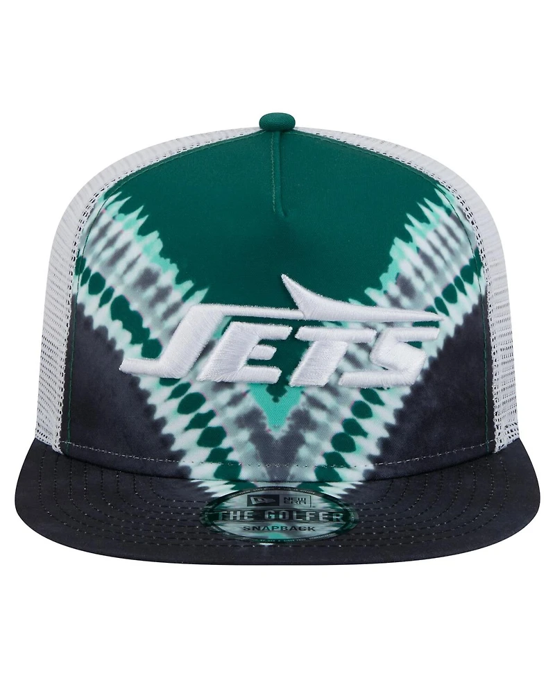 New Era Men's Green/Black New York Jets Throwback Dye Golfer Snapback Hat
