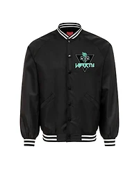Sportiqe Men's and Women's Black New York Liberty Rock Roll Collection Ringo Satin Raglan Full-Snap Bomber Jacket