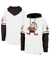 '47 Brand Men's White Cleveland Browns Throwback Shortstop Pullover Hoodie