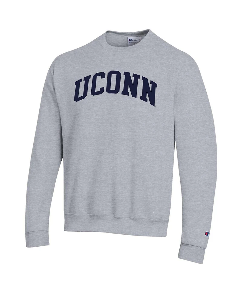 Champion Men's Heather Gray UConn Huskies Basic Arch Fleece Pullover Sweatshirt