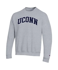Champion Men's Heather Gray UConn Huskies Basic Arch Fleece Pullover Sweatshirt