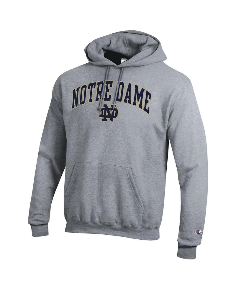 Champion Men's Heather Gray Notre Dame Fighting Irish Arched Logo Fleece Pullover Hoodie Sweatshirt