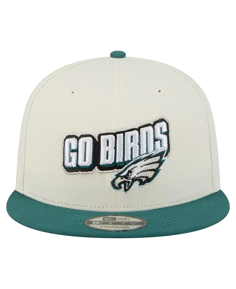 New Era Men's Cream/Midnight Green Philadelphia Eagles Super Bowl Lix Champions Side Patch Two Tone 9FIFTY Snapback Hat