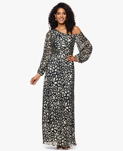 B&A By Betsy and Adam Petites Metallic Printed Long Dress