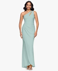 Betsy & Adam Petite One-Shoulder Ruched Gown