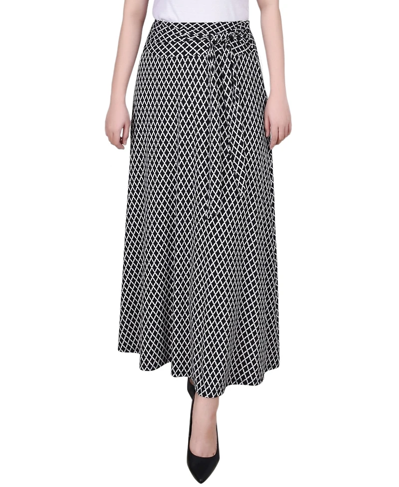 Ny Collection Petite Maxi Skirt with Sash Waist Tie
