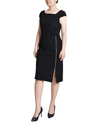 Ny Collection Petite Cap Sleeve Exposed Zipper Dress