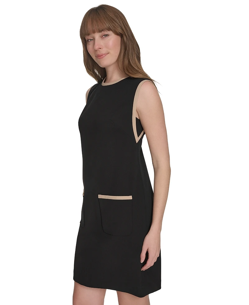 Tommy Hilfiger Petites Sleeveless Colorblocked-Pocket Shift Dress
