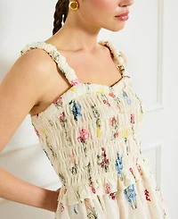Line & Dot Women's Fiori Floral-Embroidered Smocked Dress