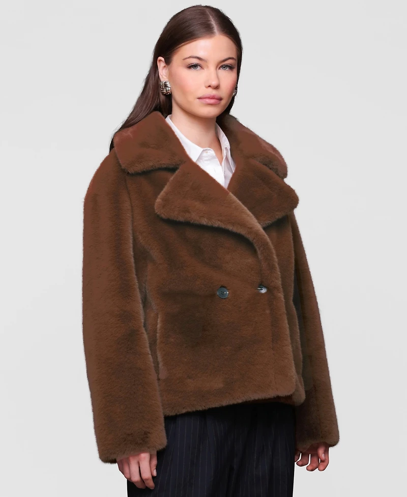 Avec Les Filles Women's Notched-Collar Faux-Fur Coat