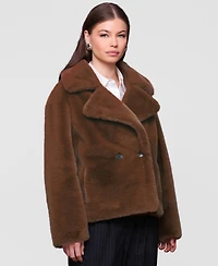 Avec Les Filles Women's Notched-Collar Faux-Fur Coat