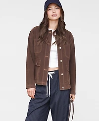 Avec Les Filles Women's Wing-Collar Faux-Suede Jacket